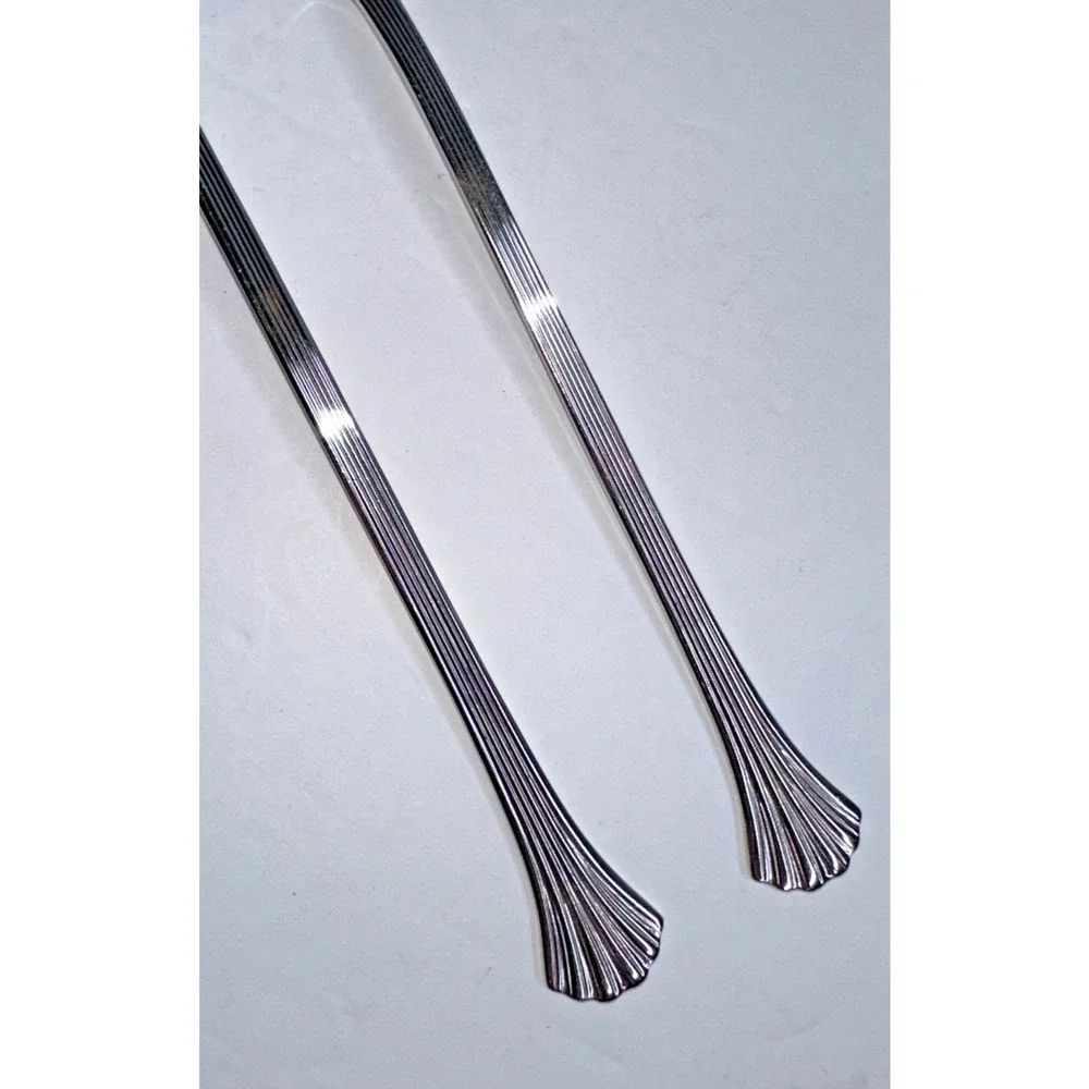 Oneida Iced Tea Spoon Ribbed Flare Stainless Flatware Set 2 Pc Replacement‎